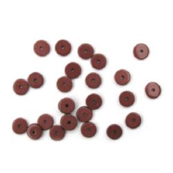 Solid Color Acrylic Beads Round flat 10x2.5 mm brown -50 grams