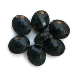 Solid Plastic Faceted Oval Beads, 23x2 mm, Black -20 grams