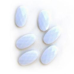 Solid Plastic Faceted Oval Beads for Craft Accessories and Decorations, 29 mm, White -20 grams