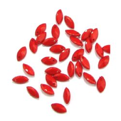 Acrylic oval solid beads for jewelry making 12x6x4 mm hole 1.4 mm red - 50 grams