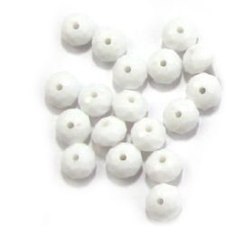 Margele solide din abac acrilic pentru realizarea bijuteriilor 8x5 mm gaură 1 mm alb - 50 grame ~ 260 bucăți