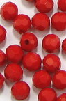 Margele solide din poliedru acrilic pentru realizarea bijuteriilor 6 mm gaură 1,55 mm roșu - 50 grame ~ 470 bucăți