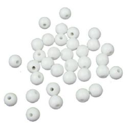 Acrylic Solid Ball Beads, 6 mm, Hole: 1.5 mm, White -50 grams ± 440 pieces