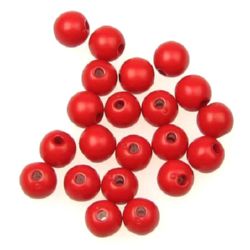 Мънисто плътно топче 6 мм дупка 1.5 мм червено -50 грама ~ 440 броя