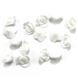 Margele dens trandafir 15x8 mm gaură 1,7 mm alb -50 grame ~ 75 bucăți