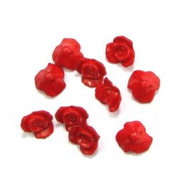 Мънисто плътно роза 15x8 мм дупка 1.7 мм червено -50 грама ~75 броя