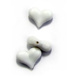 Acrylic heart solid beads for jewelry making 23x17x9 mm hole 2 mm white - 50 grams ~ 25 pieces