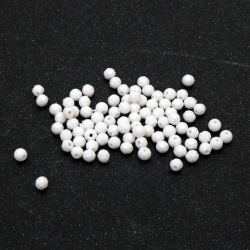 Solid Ball Bead - Smooth and Multi-Walled Mix / 6 mm, Hole: 1 mm / White Color - 50 grams ~ 500 pieces