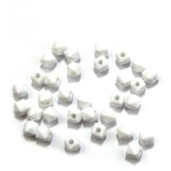 Faceted Plastic Matte Beads, 9x8 mm, Hole: 2.6 mm, Solid White -20 grams