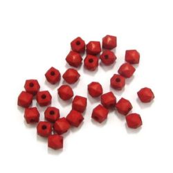 Faceted Plastic Matte Beads, 9x8 mm, Hole: 2.6 mm, Solid Red -20 grams