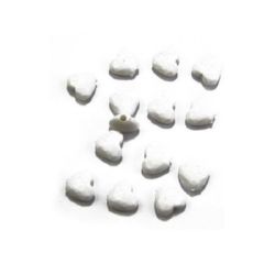 Acrylic heart solid beads for jewelry making, polyhedron 15x13x7 mm hole 3 mm white - 50 grams ~ 60 pieces