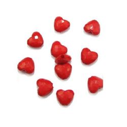 Margele solida inima 15x13x7 mm gaura 3 mm roșu -50 grame ~ 60 buc