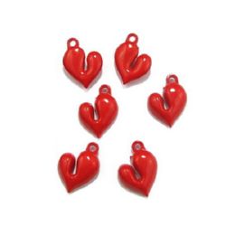 Mărgele solida inimă  25x22x9 mm gaură 3 mm roșu - 50 grame ~ 20 bucăți