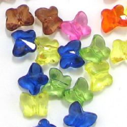 Transparent Acrylic Beads, Butterfly, Mixed color, 8x7x5mm, 50gr
