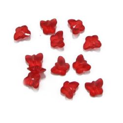 Transparent Acrylic Beads, Butterfly, Red, 15x12x7mm, 50gr