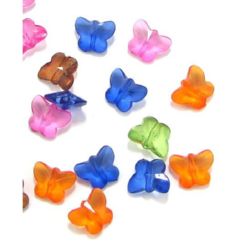 Transparent Acrylic Beads, Butterfly, Mixed Color, 15x12x7mm, 50gr