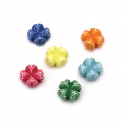 Acrylic clover solid beads for jewelry making 12x5 mm hole 1 mm mixed colors - 50 grams ~ 106 pieces