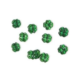Trifoi de cristal  mărgele 12x5mm gaură 1mm verde - 50 grame ~ 100 bucăți