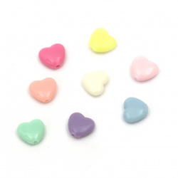 Dense heart-shaped bead, 11x12x5 mm, hole size 2 mm, MIX - 20 grams, approximately 50 pieces