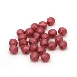 Мънисто перла топче пъпеш 6 мм дупка 1 мм цвят червен тъмно - 20 грама ~190 броя
