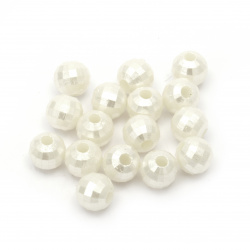Margel perla fațetate 8 mm gaură 2 mm culoare crem -20 grame ~90 buc