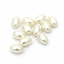Oval Pearl Bead / 11x8 mm, Hole: 2 mm / Color: Cream - 20 grams ~ 70 pieces
