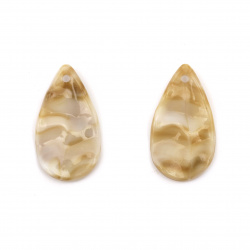 Teardrop Stone Pendant, Gemstone Charm, Imitation Shell, 30.5x17x4 mm -10 pieces