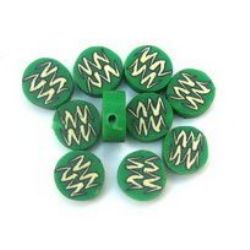 Polymer clay beads, flat round, coin form 1 mm 16 - 10 pieces