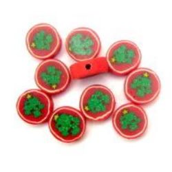 Polymer clay beads, flat round, coin form for handmade accessories 1 mm 22 - 10 pieces