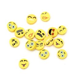Handmade polymer clay emoticons beads 9~10x4~5 mm hole 1.5 mixed faces - 10 pieces