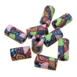 Dyed polymer clay cylinder beads 5x10 mm 6 - 20 pieces