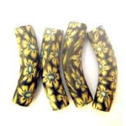 Polymer Clay Curved Cylinder Beads for Craft Art Making,15 mm 30 -10 pieces