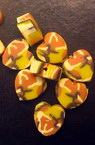 Little heart shaped polymer clay beads 8 mm 4 - 10 pieces