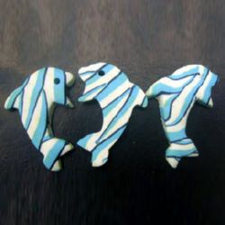Dyed polymer clay dolphin form beads 33 mm 3 - 10 pieces