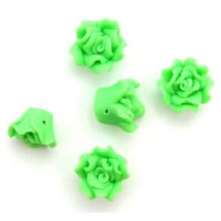 Dyed polymer clay shape rose beads 15x10 mm hole 1 mm light green - 5 pieces