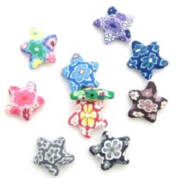 Colorful Polymer Clay Star Beads for DYI and Craft Art, 28 mm, Hole: 2 mm, Patterned -1 piece 