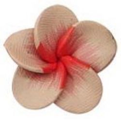 Painted polymer clay Frangipani flower beads 15 mm hole 1 mm pink/brown/orange - 10 pieces