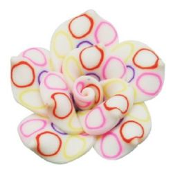Colorful Polymer Clay Rose for DYI Jewelry Accessories and Decoration, 25x12 mm, Hole: 1 mm, Patterned - 4 pieces  