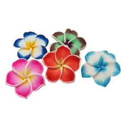 Handmade Colorful FIMO Flower Beads, 35x13 mm, Hole: 2 mm, ASSORTED -3 pieces