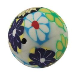 Polymer Clay Beads, Round, Colorful, 16mm, 2mm hole, 5 pcs