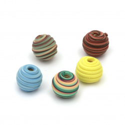 Relief Polymer Clay Ball Beads, 10 mm, Hole: 3 mm, MIX - 5 pieces