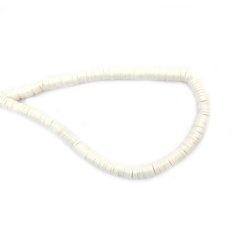 String of FIMO Washer Beads / 6x1 mm, Hole: 2 mm / White with Gold Pigment ~ 350 pieces
