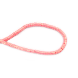 String of FIMO Washer Beads / 6x1 mm, Hole: 2 mm / Light Pink with Gold Pigment ~ 350 pieces
