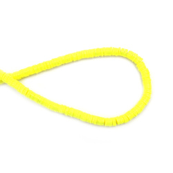 String of FIMO Washer Beads / 6x1 mm, Hole: 2 mm / Electric Yellow with Gold Pigment ~ 350 pieces