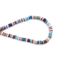 String of FIMO Washer Beads /  6x1 mm, Hole: 2 mm / Blue and Pink Shades with Gold Pigment ~ 350 pieces