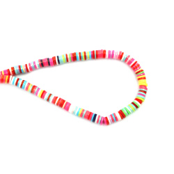 String of FIMO Washer Beads /  6x1 mm, Hole: 2 mm / Multicolored with Gold Pigment ~ 350 pieces