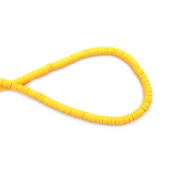 String of FIMO Washer Beads /  6x1 mm, Hole: 2 mm / Yellow ~ 320 pieces