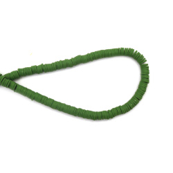 String of FIMO Washer Beads /  6x1 mm, Hole: 2 mm / Olive Green ~ 320 pieces