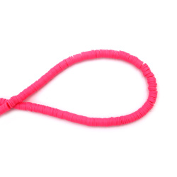 String of FIMO Washer Beads / 6x1 mm, Hole: 2 mm / Pink ~ 320 pieces