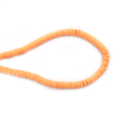 String of FIMO Washer Beads / 6x1 mm, Hole: 2 mm / Light Orange ~ 320 pieces